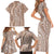 Polynesia Plumeria Lei Family Matching Short Sleeve Bodycon Dress and Hawaiian Shirt Beige Curves Motif