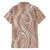 Polynesia Plumeria Lei Family Matching Short Sleeve Bodycon Dress and Hawaiian Shirt Beige Curves Motif