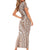 Polynesia Plumeria Lei Family Matching Short Sleeve Bodycon Dress and Hawaiian Shirt Beige Curves Motif
