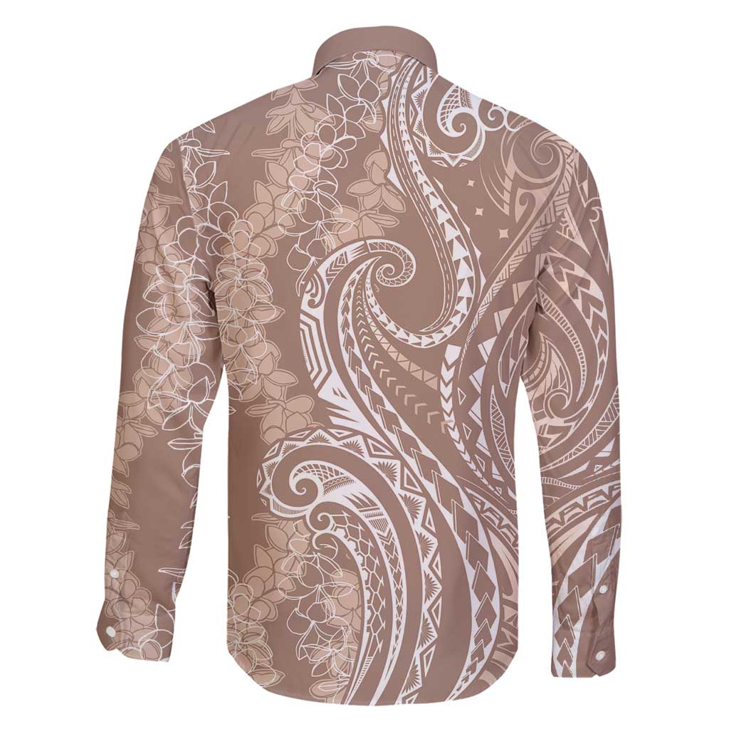 Polynesia Plumeria Lei Family Matching Summer Maxi Dress and Hawaiian Shirt Beige Curves Motif