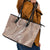 Polynesia Plumeria Lei Leather Tote Bag Beige Curves Motif