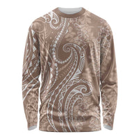 Polynesia Plumeria Lei Long Sleeve Shirt Beige Curves Motif