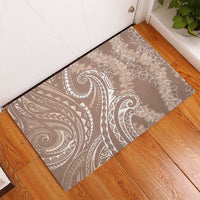 Polynesia Plumeria Lei Rubber Doormat Beige Curves Motif