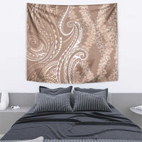 Polynesia Plumeria Lei Tapestry Beige Curves Motif