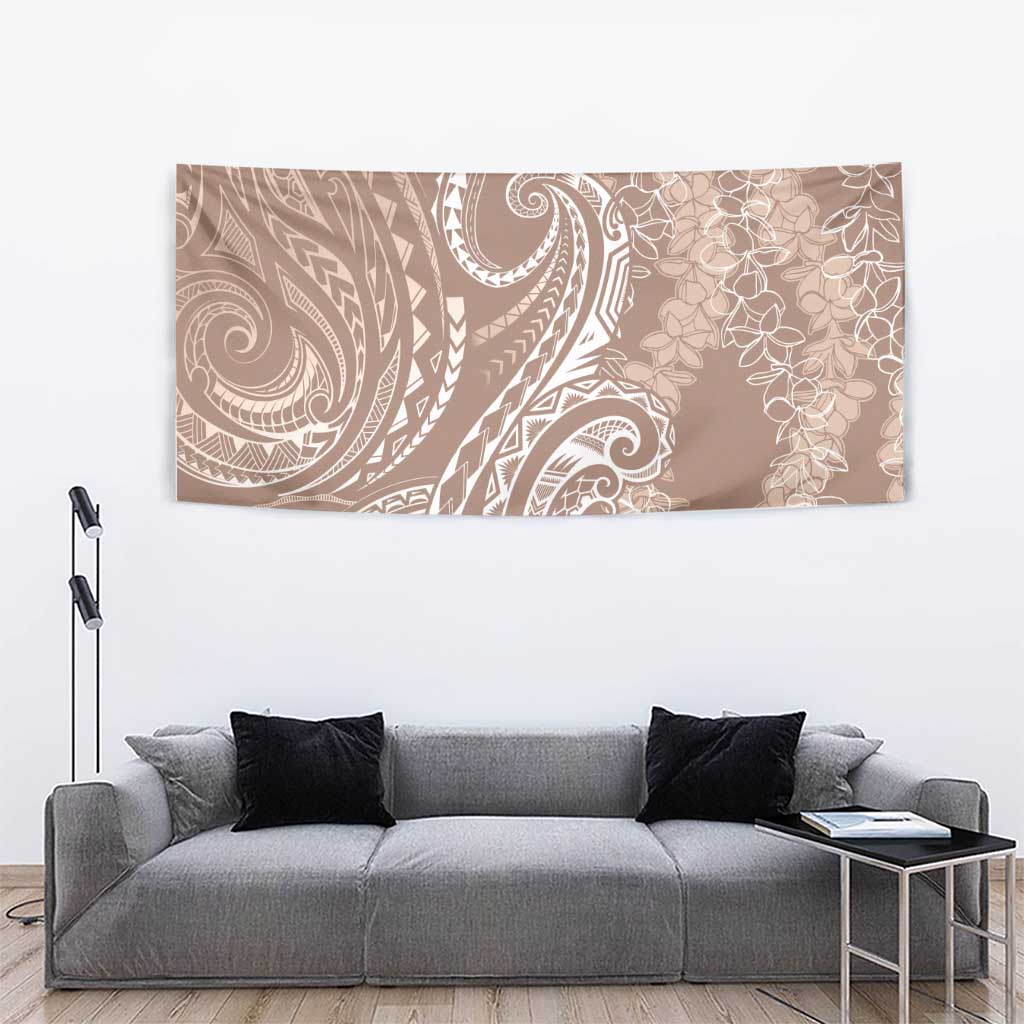 Polynesia Plumeria Lei Tapestry Beige Curves Motif