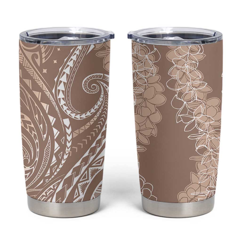 Polynesia Plumeria Lei Tumbler Cup Beige Curves Motif LT7 Beige - Polynesian Pride