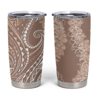 Polynesia Plumeria Lei Tumbler Cup Beige Curves Motif LT7 Beige - Polynesian Pride