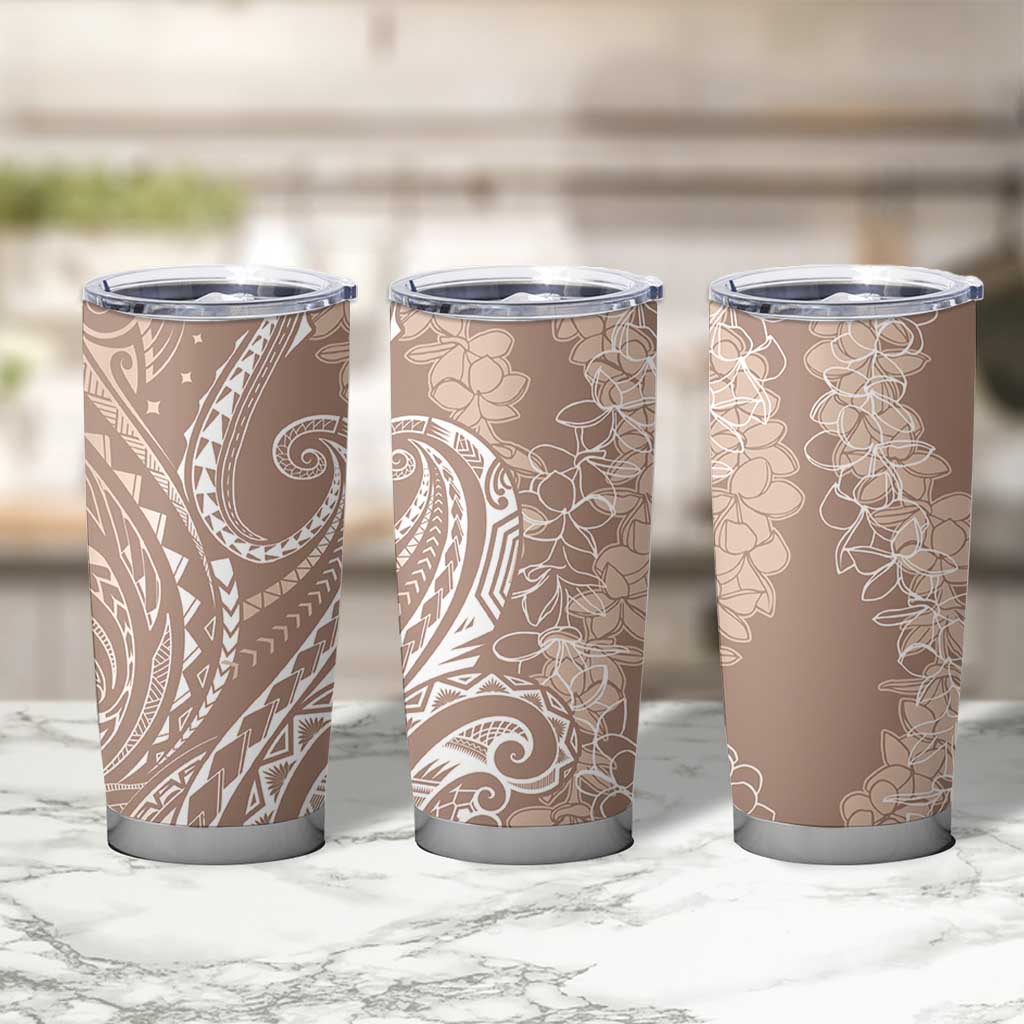 Polynesia Plumeria Lei Tumbler Cup Beige Curves Motif LT7 - Polynesian Pride