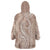 Polynesia Plumeria Lei Wearable Blanket Hoodie Beige Curves Motif