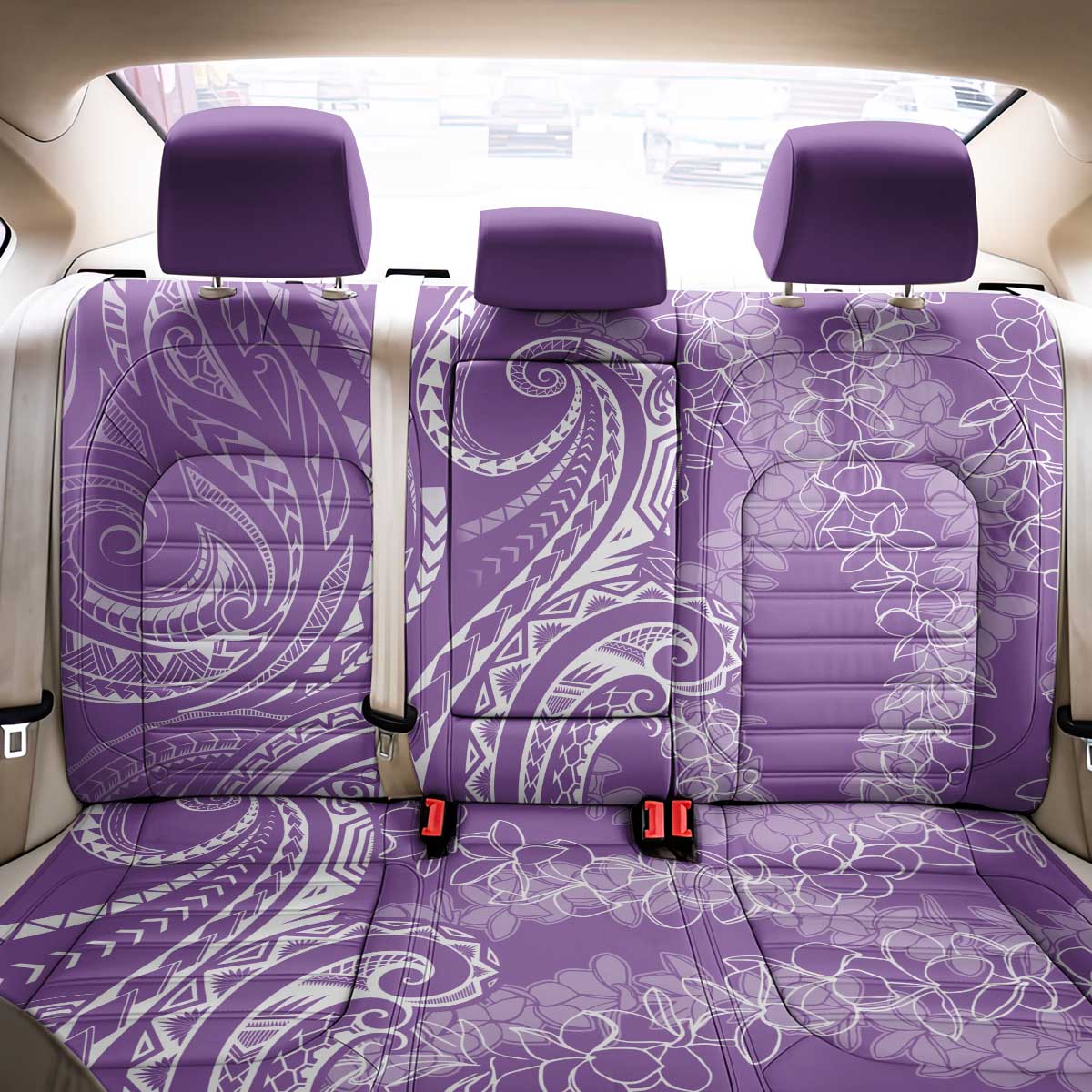 Polynesia Plumeria Lei Back Car Seat Cover Periwinkle Curves Motif LT7 - Polynesian Pride
