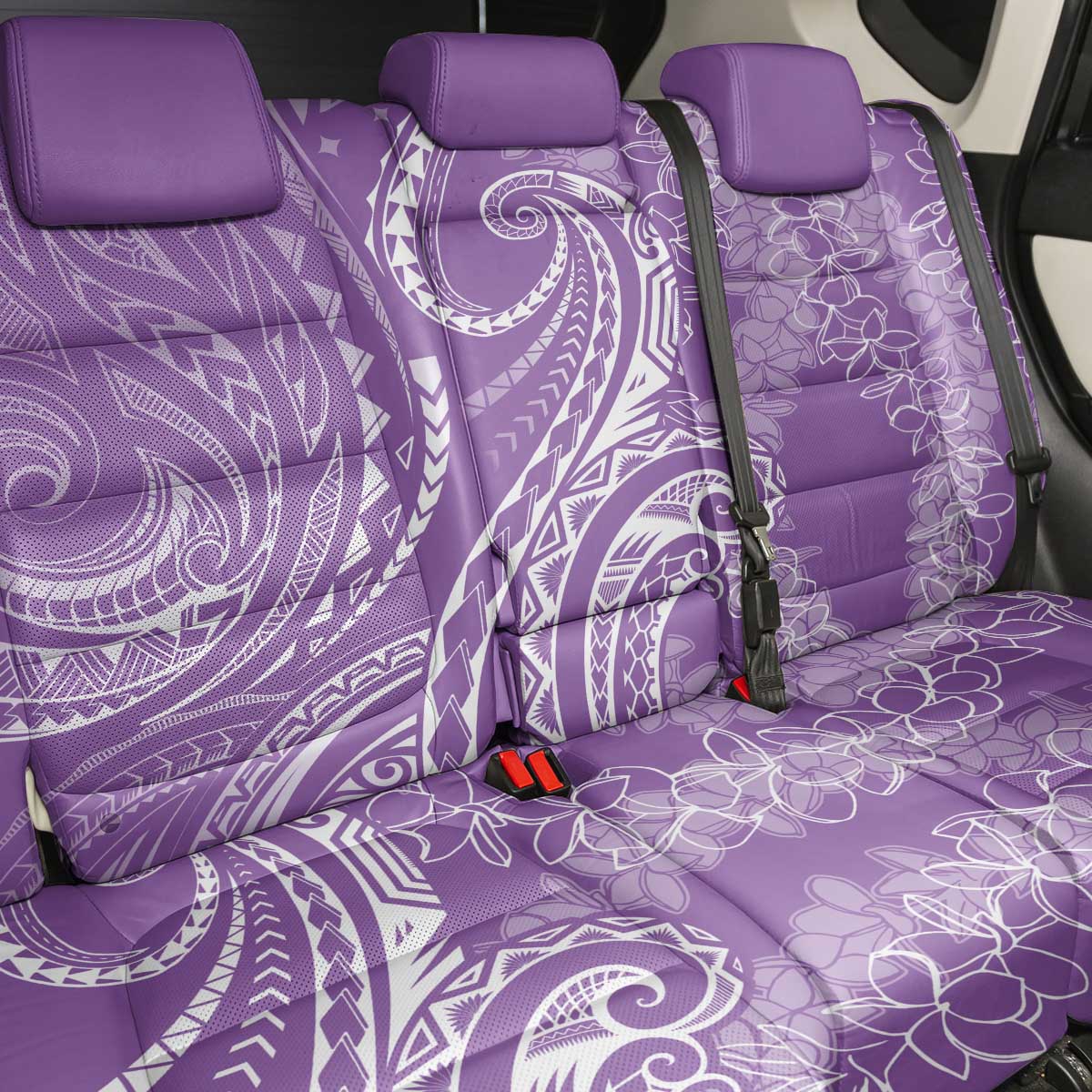 Polynesia Plumeria Lei Back Car Seat Cover Periwinkle Curves Motif LT7 - Polynesian Pride