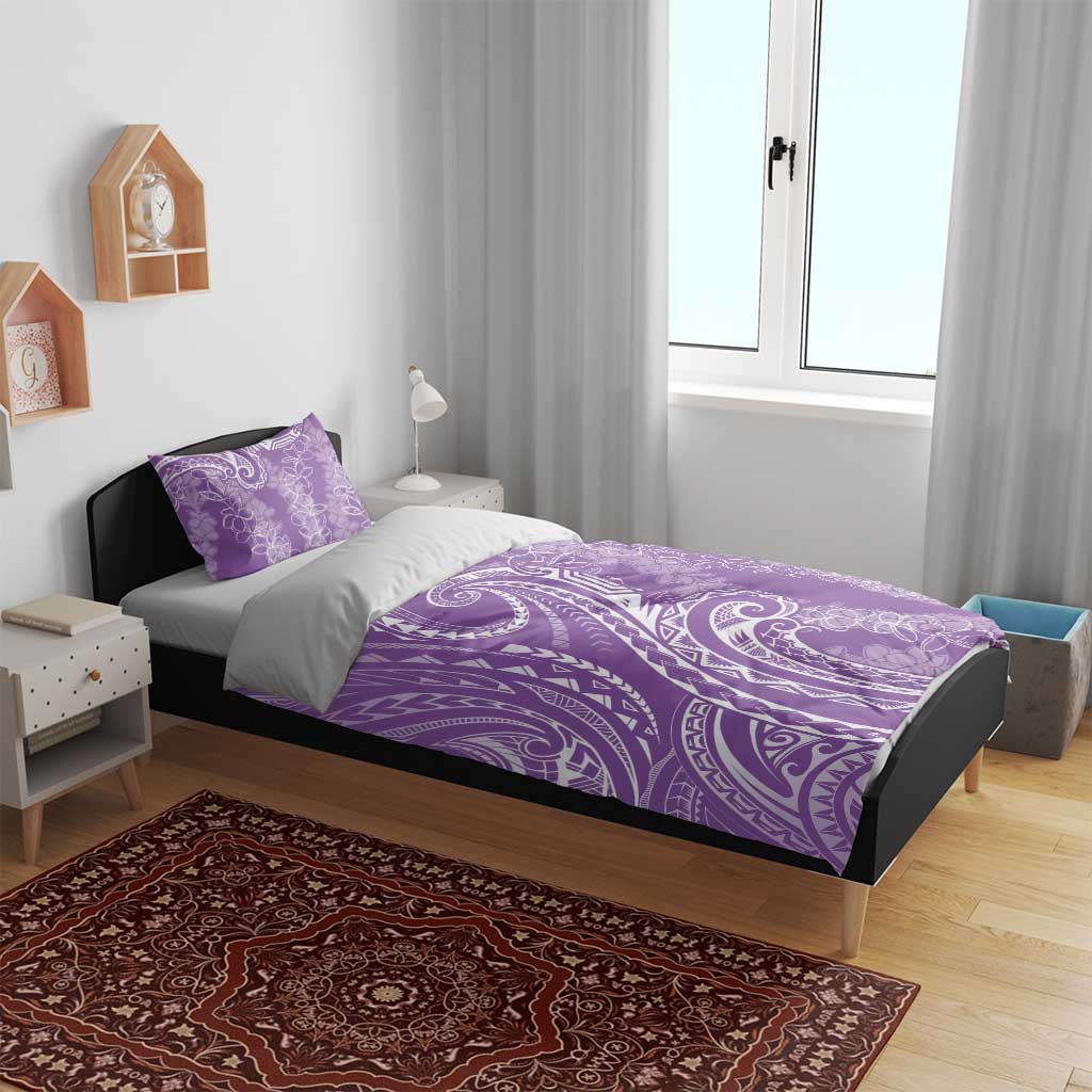 Polynesia Plumeria Lei Bedding Set Periwinkle Curves Motif LT7 - Polynesian Pride