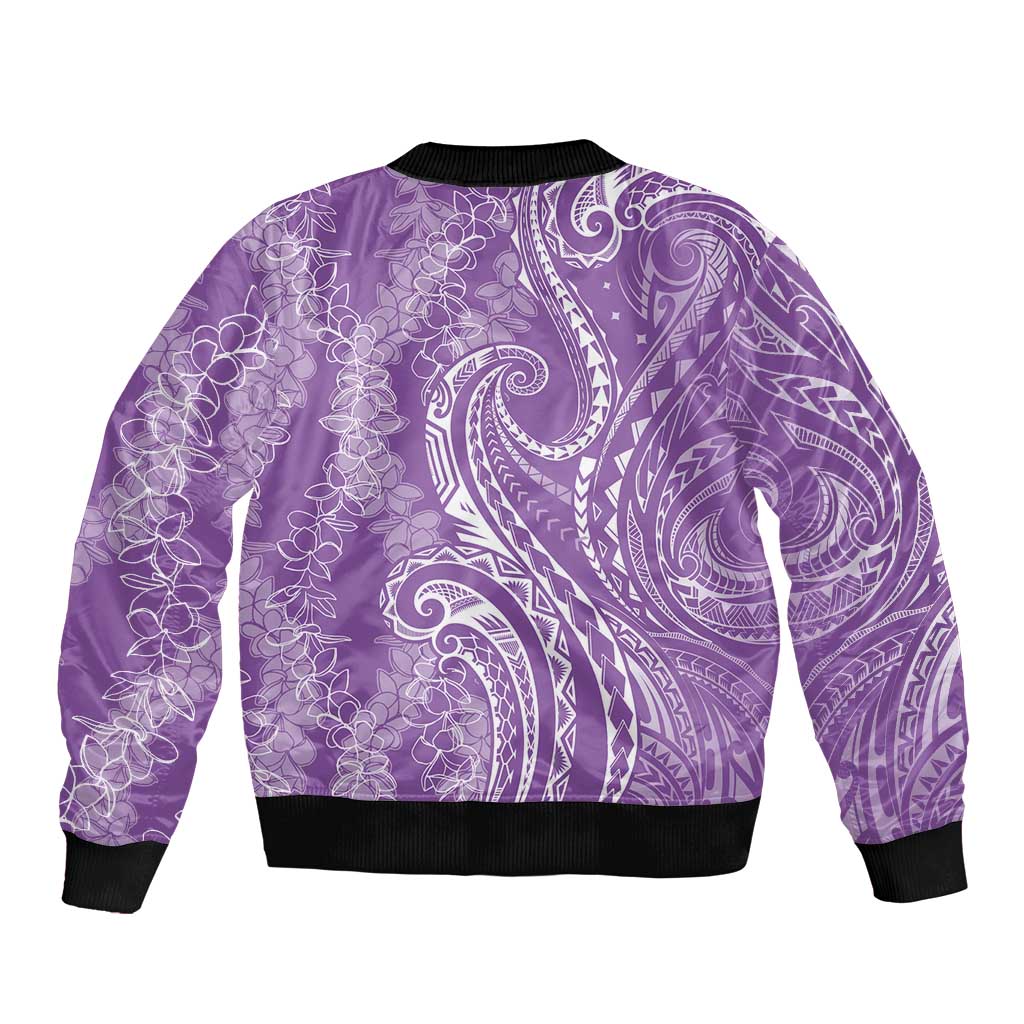 Polynesia Plumeria Lei Bomber Jacket Periwinkle Curves Motif LT7 - Polynesian Pride