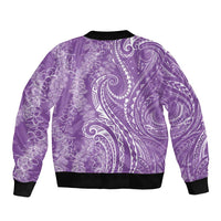 Polynesia Plumeria Lei Bomber Jacket Periwinkle Curves Motif LT7 - Polynesian Pride
