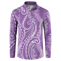 Polynesia Plumeria Lei Button Sweatshirt Periwinkle Curves Motif