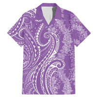 Polynesia Plumeria Lei Family Matching Mermaid Dress and Hawaiian Shirt Periwinkle Curves Motif LT7 Dad's Shirt - Short Sleeve Periwinkle - Polynesian Pride