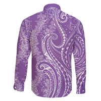 Polynesia Plumeria Lei Family Matching Puletasi and Hawaiian Shirt Periwinkle Curves Motif