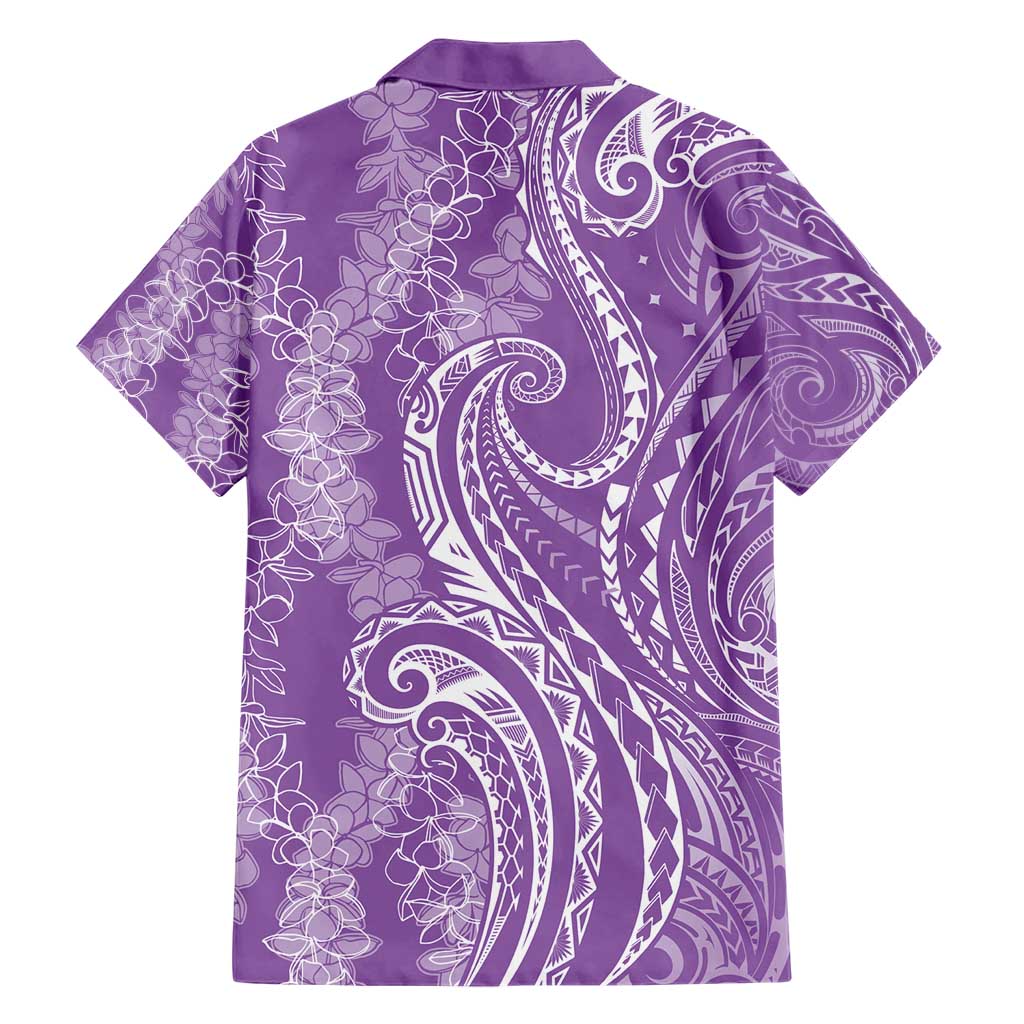 Polynesia Plumeria Lei Family Matching Short Sleeve Bodycon Dress and Hawaiian Shirt Periwinkle Curves Motif LT7 - Polynesian Pride