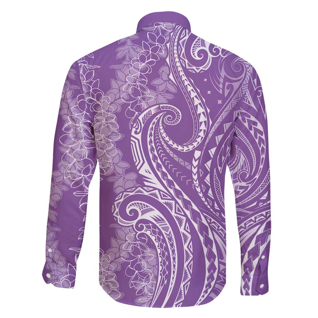 Polynesia Plumeria Lei Family Matching Tank Maxi Dress and Hawaiian Shirt Periwinkle Curves Motif LT7 - Polynesian Pride