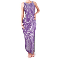 Polynesia Plumeria Lei Family Matching Tank Maxi Dress and Hawaiian Shirt Periwinkle Curves Motif LT7 Mom's Dress Periwinkle - Polynesian Pride