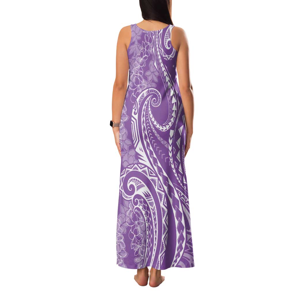 Polynesia Plumeria Lei Family Matching Tank Maxi Dress and Hawaiian Shirt Periwinkle Curves Motif LT7 - Polynesian Pride