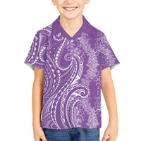 Polynesia Plumeria Lei Family Matching Tank Maxi Dress and Hawaiian Shirt Periwinkle Curves Motif LT7 Son's Shirt Periwinkle - Polynesian Pride