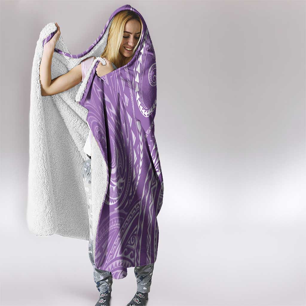 Polynesia Plumeria Lei Hooded Blanket Periwinkle Curves Motif
