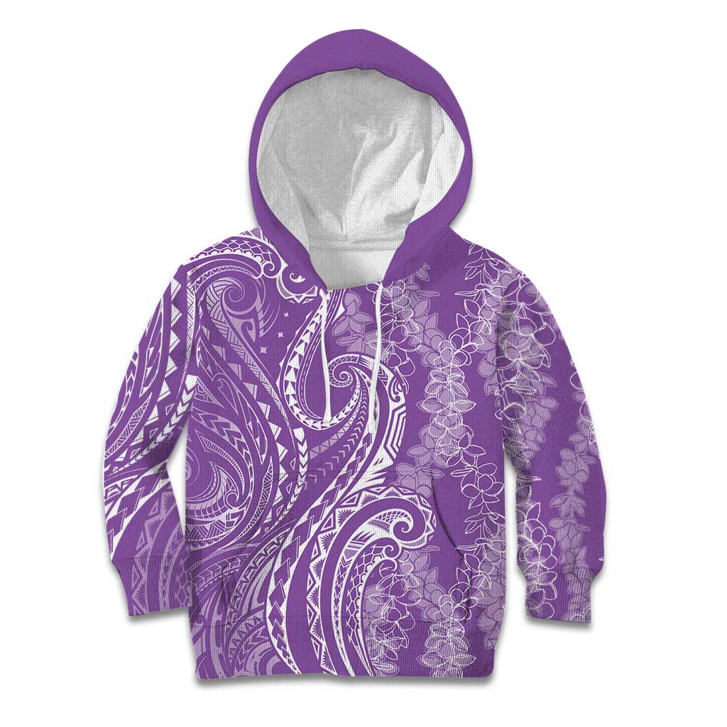 Polynesia Plumeria Lei Kid Hoodie Periwinkle Curves Motif LT7 Hoodie Periwinkle - Polynesian Pride