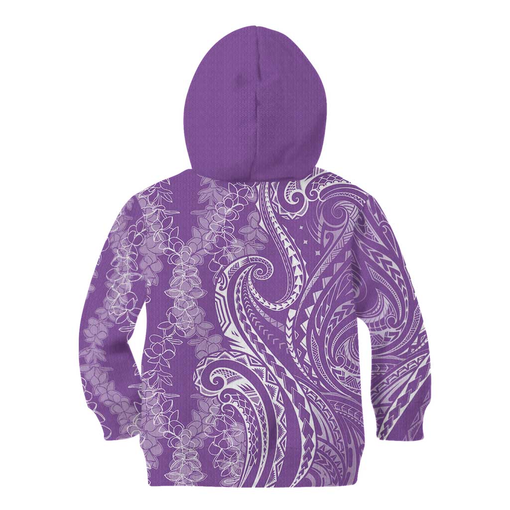 Polynesia Plumeria Lei Kid Hoodie Periwinkle Curves Motif LT7 - Polynesian Pride