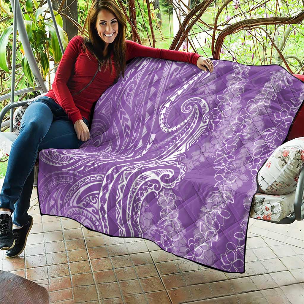 Polynesia Plumeria Lei Quilt Periwinkle Curves Motif
