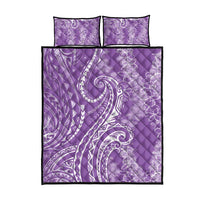 Polynesia Plumeria Lei Quilt Bed Set Periwinkle Curves Motif