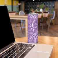 Polynesia Plumeria Lei Skinny Tumbler Periwinkle Curves Motif