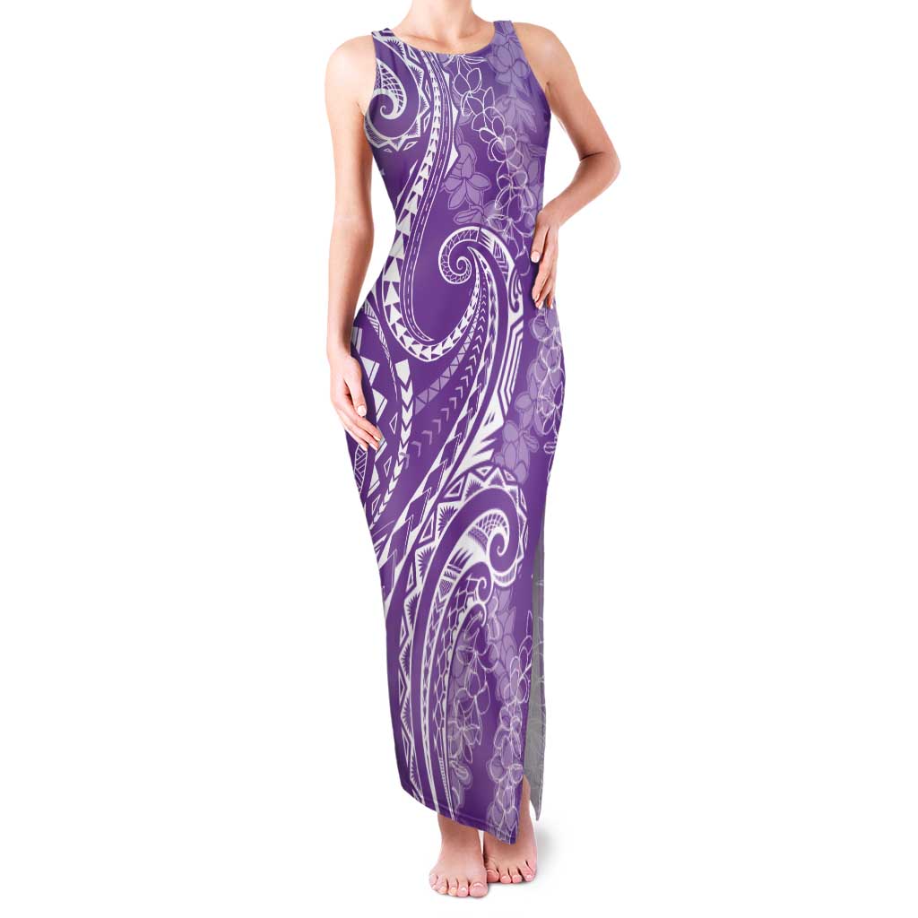 Polynesia Plumeria Lei Tank Maxi Dress Periwinkle Curves Motif