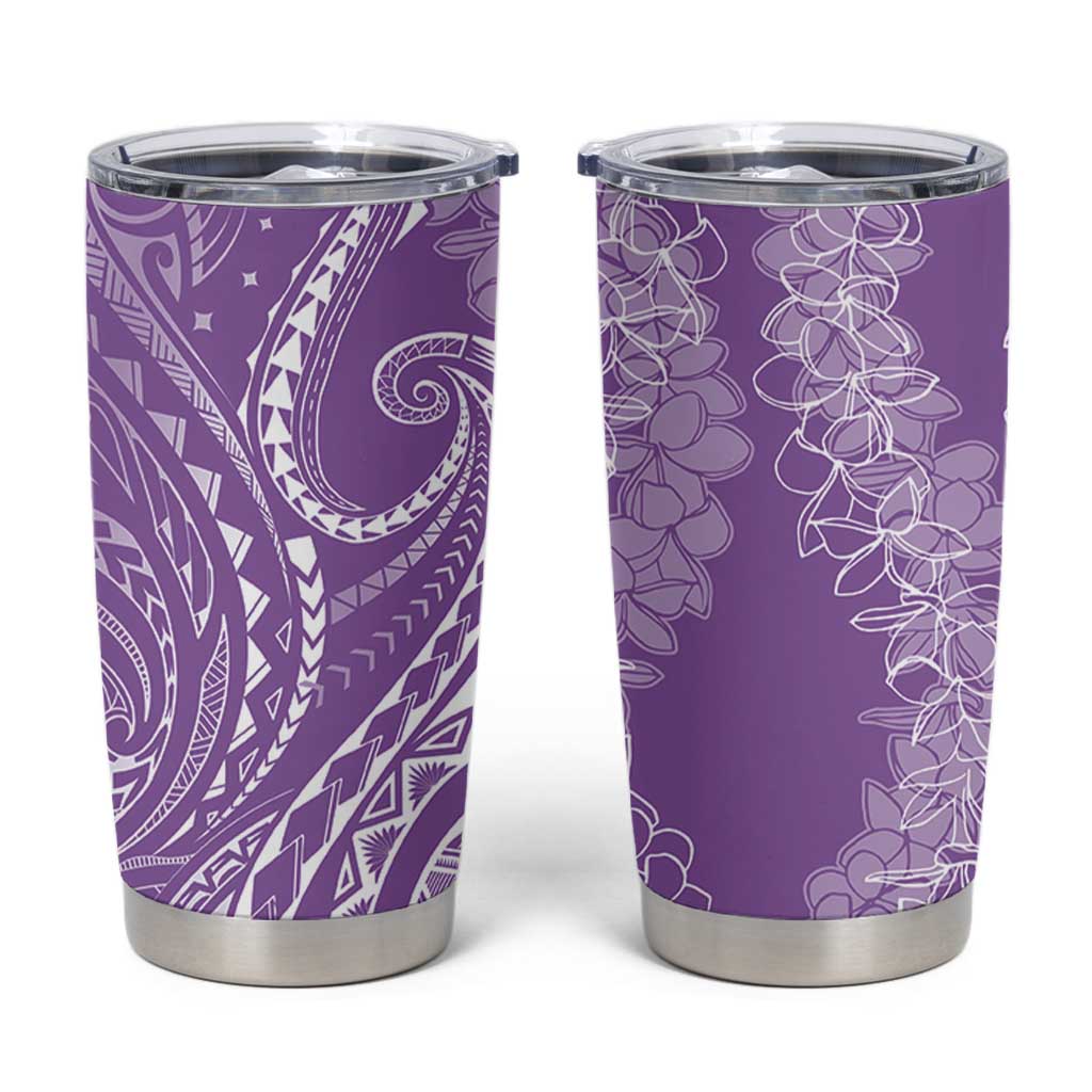 Polynesia Plumeria Lei Tumbler Cup Periwinkle Curves Motif LT7 Periwinkle - Polynesian Pride