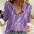 Polynesia Plumeria Lei Women Casual Shirt Periwinkle Curves Motif