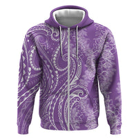 Polynesia Plumeria Lei Zip Hoodie Periwinkle Curves Motif LT7 Zip Hoodie Periwinkle - Polynesian Pride