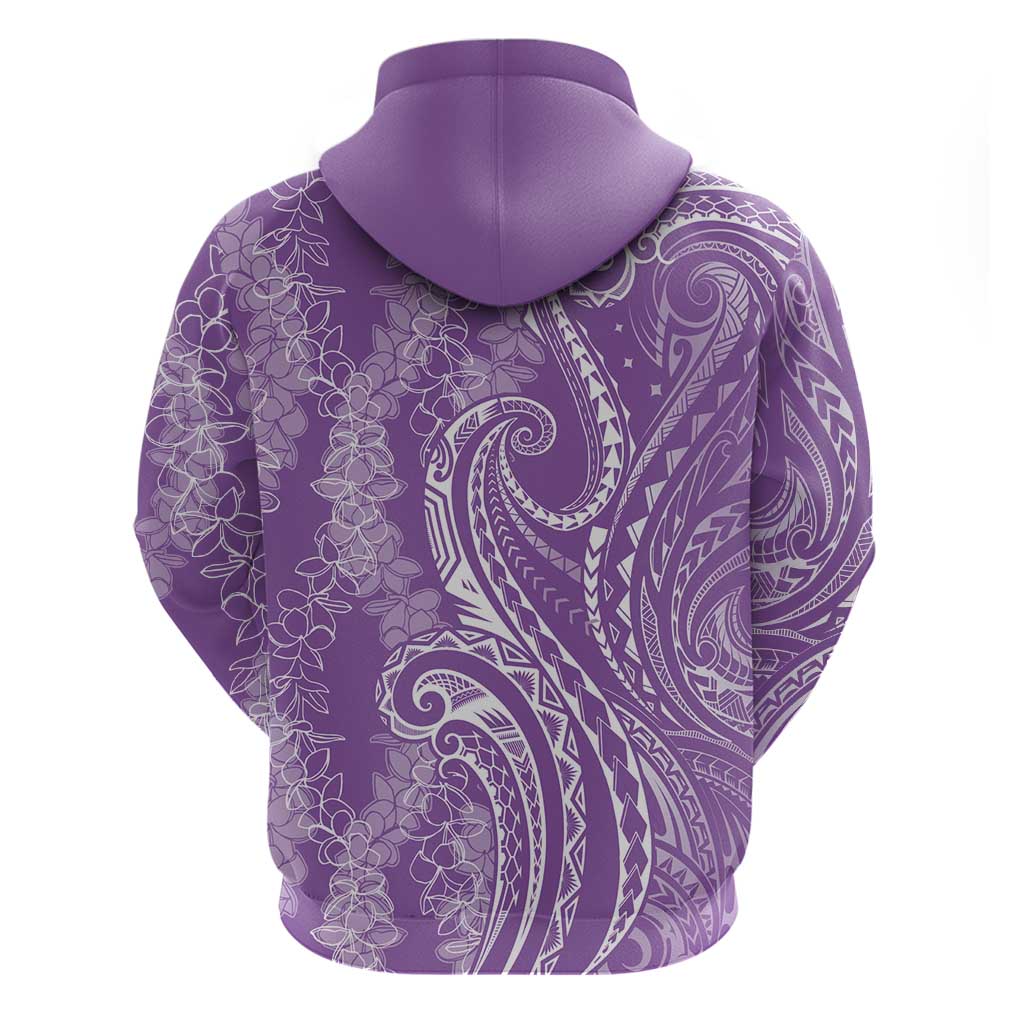 Polynesia Plumeria Lei Zip Hoodie Periwinkle Curves Motif LT7 - Polynesian Pride