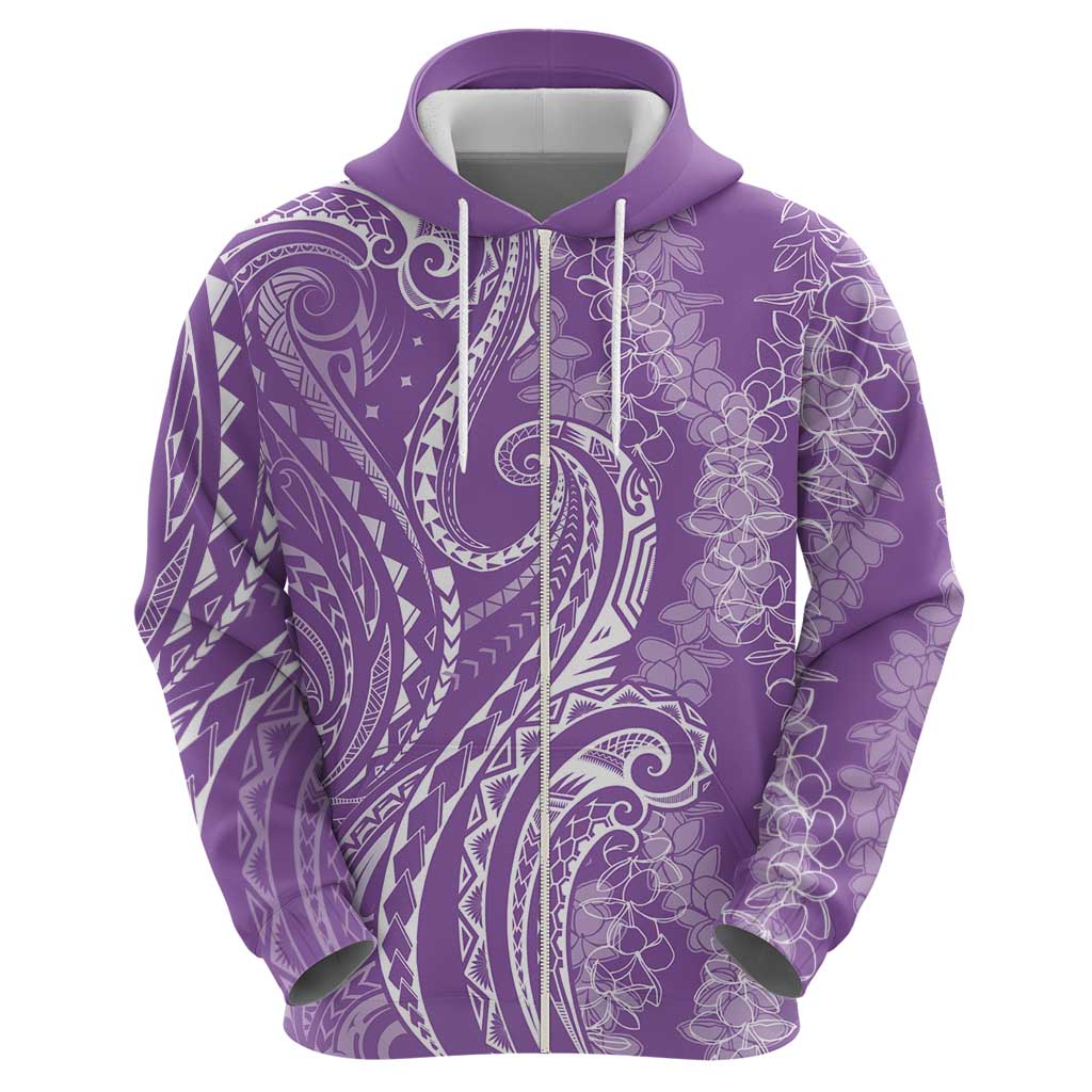 Polynesia Plumeria Lei Zip Hoodie Periwinkle Curves Motif LT7 - Polynesian Pride