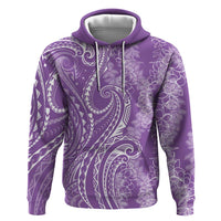 Polynesia Plumeria Lei Zip Hoodie Periwinkle Curves Motif LT7 Pullover Hoodie Periwinkle - Polynesian Pride