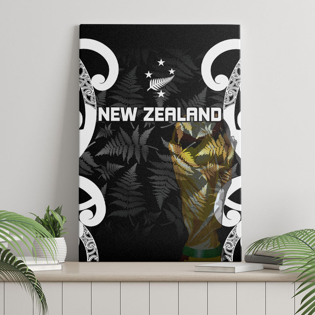 New Zealand WC2026 Black Canvas Wall Art Silver Fern