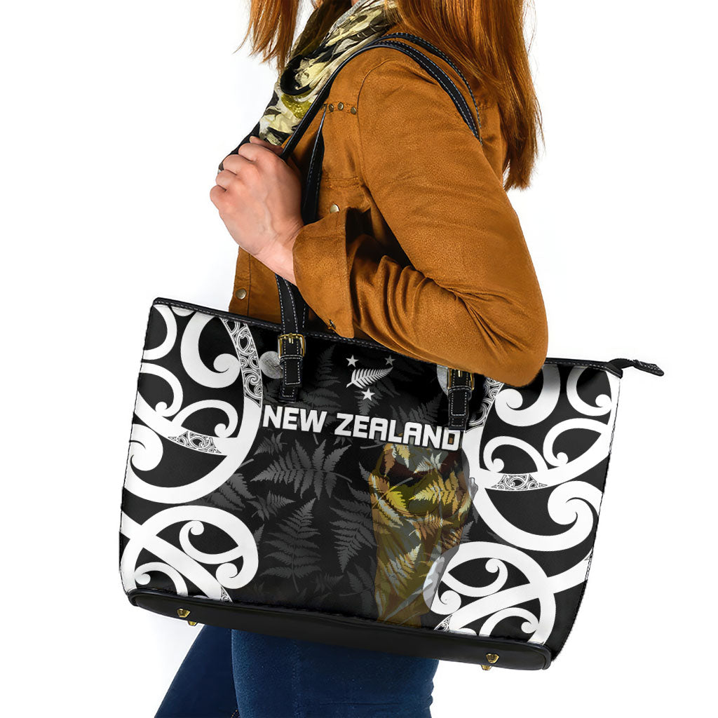 New Zealand WC2026 Black Leather Tote Bag Silver Fern