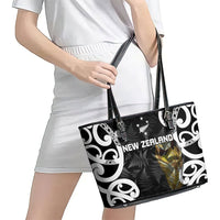 New Zealand WC2026 Black Leather Tote Bag Silver Fern