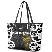New Zealand WC2026 Black Leather Tote Bag Silver Fern