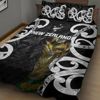 New Zealand WC2026 Black Quilt Bed Set Silver Fern