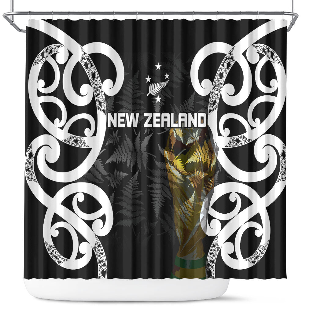 New Zealand WC2026 Black Shower Curtain Silver Fern