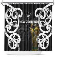 New Zealand WC2026 Black Shower Curtain Silver Fern