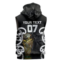 New Zealand WC2026 Custom Black Sleeveless Zip Hoodie Silver Fern