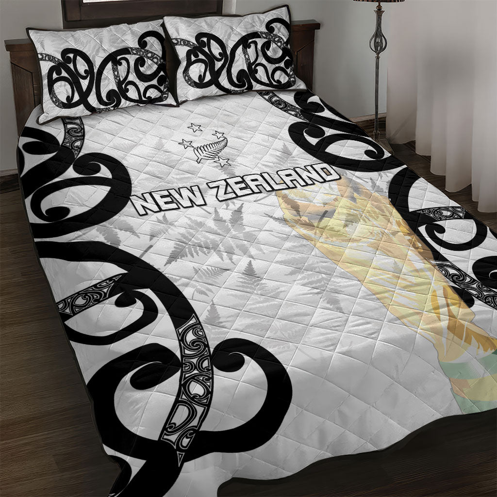 New Zealand WC2026 White Quilt Bed Set Silver Fern