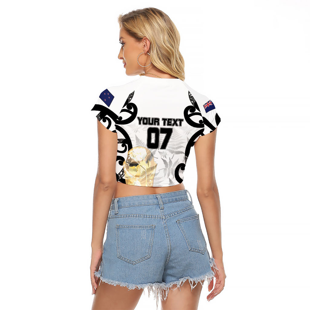 New Zealand WC2026 Custom White Raglan Cropped T Shirt Silver Fern
