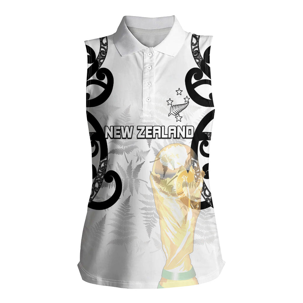 New Zealand WC2026 Custom White Women Sleeveless Polo Shirt Silver Fern